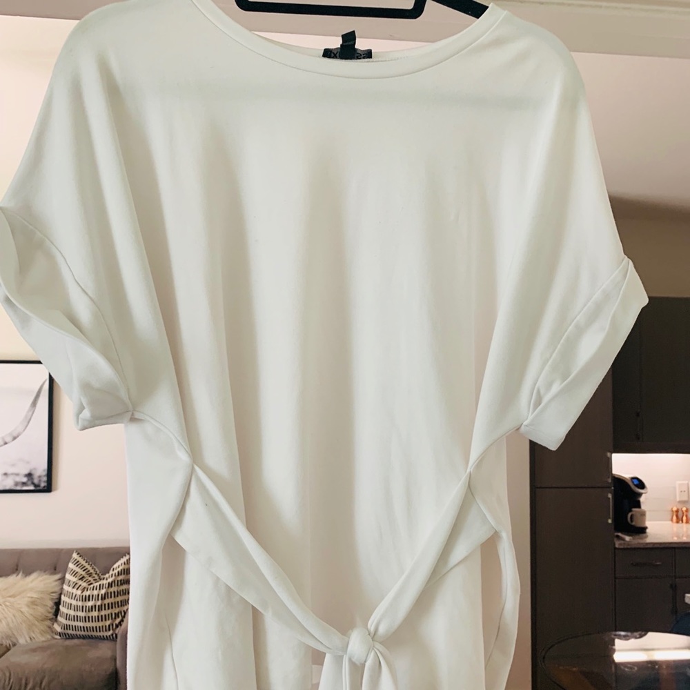 Express White Top with Tie Front